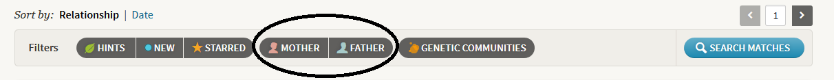 How to sort matches by mother or father in ancestry dna