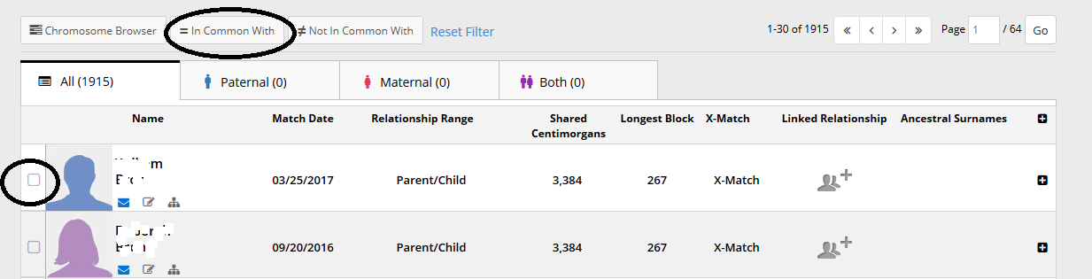 How to sort paternal and maternal matches on FTDNA