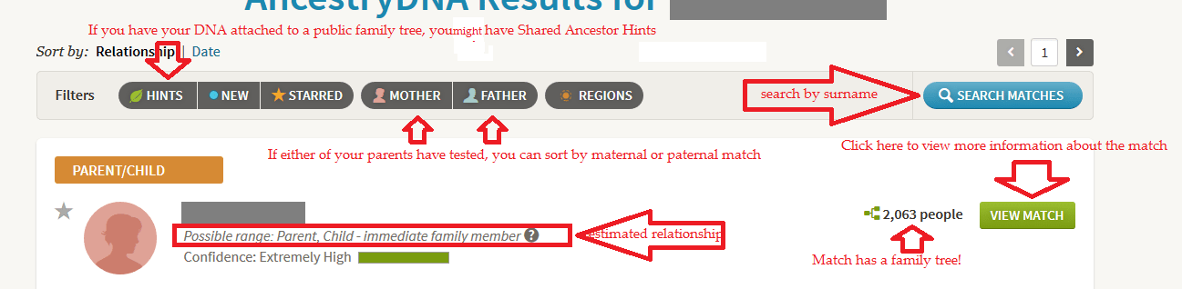 Anatomy of the Ancestry DNA match list