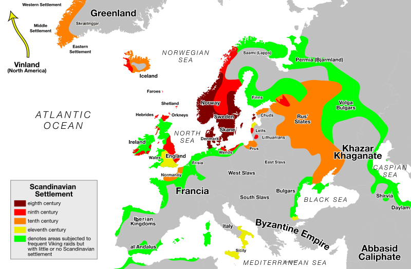 Map of Viking Raids and Scandinavian DNA