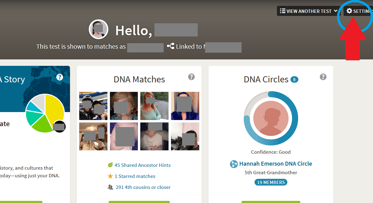 how to access DNA test settings on Ancestry