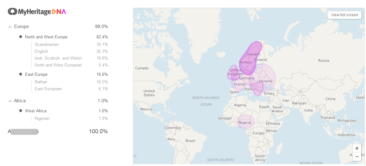 what do ethnicity results look like at my heritage dna
