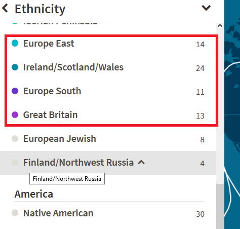 What do those numbers mean next to the ethnicity region on ancestry dna