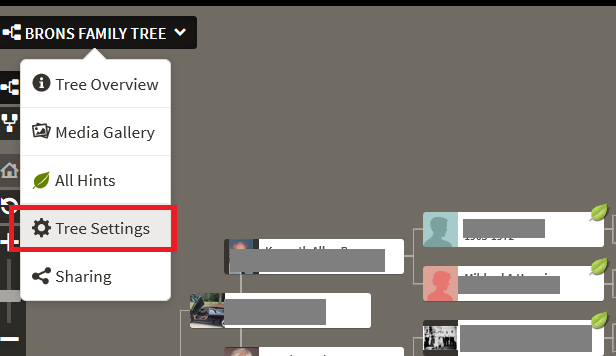 how to access tree settings on ancestry