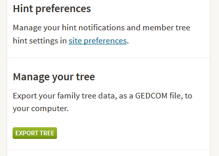 Where to click to export tree from Ancestry