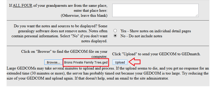 How to upload my family tree to gedmathc