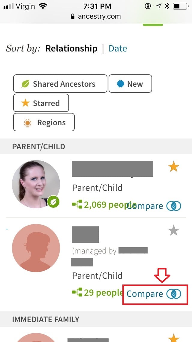 How to access the ethnicity comparison featuure ancestry dna