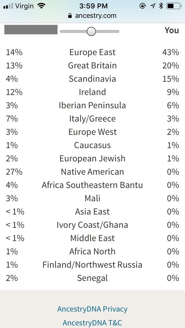 Example of mother and daughter ethnicity compared