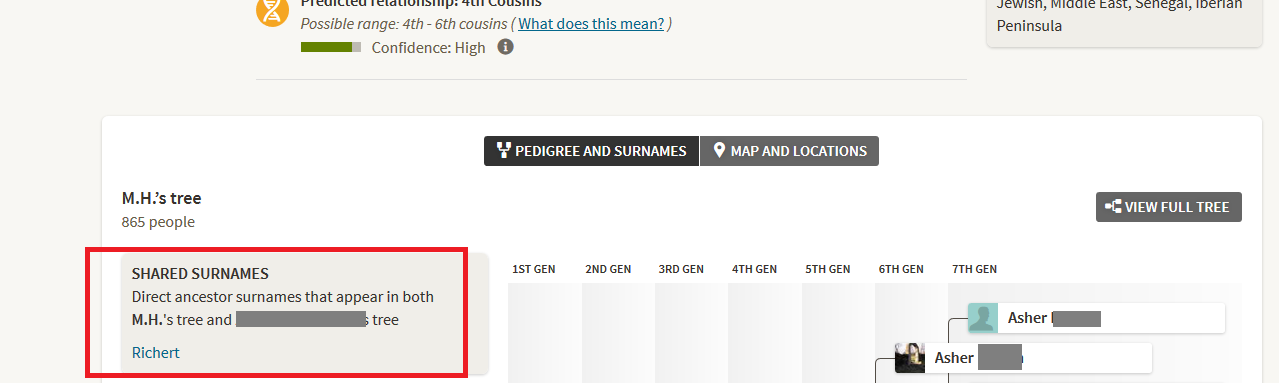 Surnames in common on Ancestry DNA