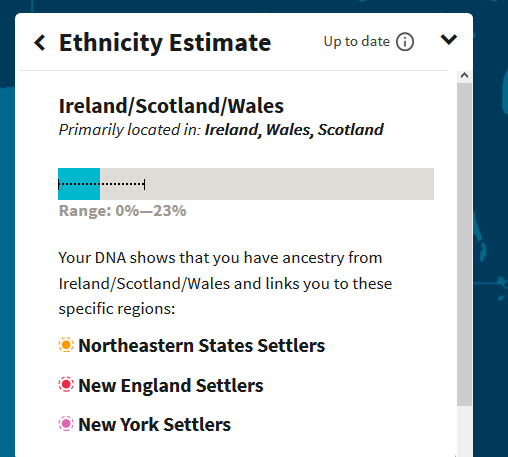 How to see whether I have migrations connected to the Ireland/Scotland/Wales DNA region