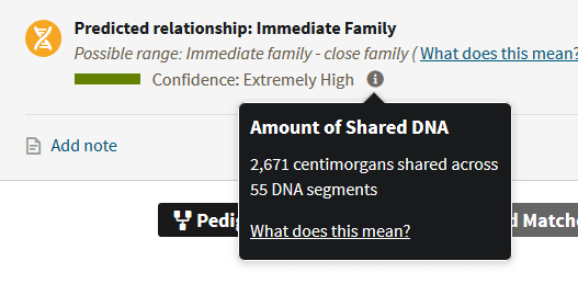 this person shares 2671 centimorgans across 55 dna segments with one sibling