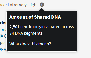 with their other sibling, they share 2501 centimorgans across 74 DNA segments