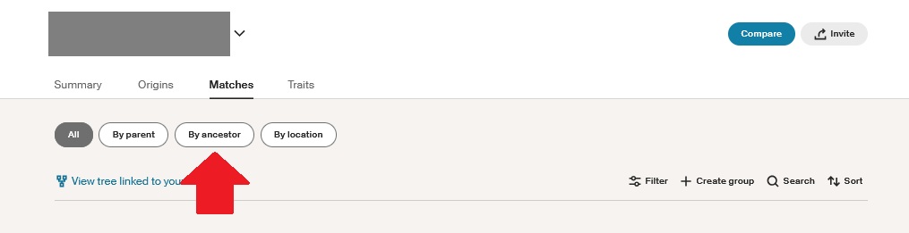 how to find DNA matches by Ancestor on your match list