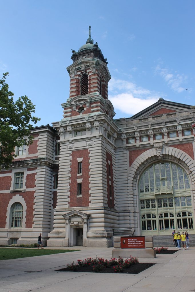 View of Ellis Island building for family research