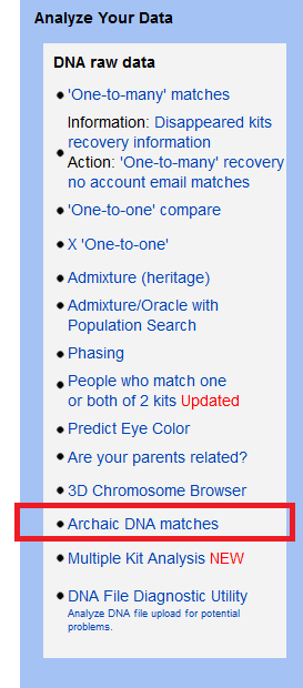 how to analyze archaic dna matches on gedmatch