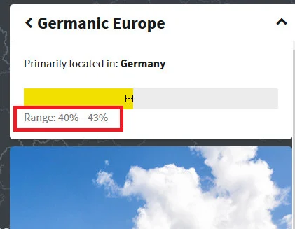 how to see the range of percentages for a region on ethnicty estimate