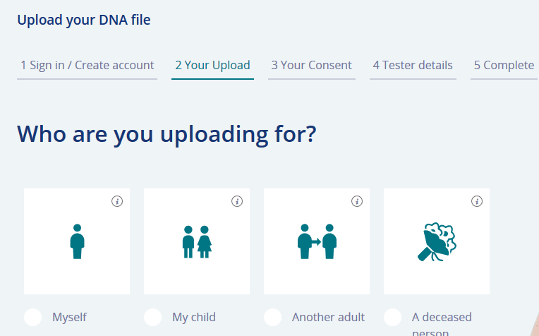 how to choose for whom you are uploading dna