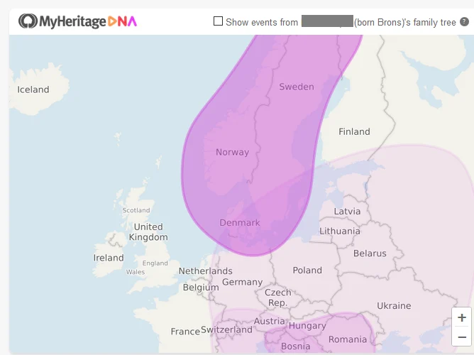 Which countries are in the Scandinavia DNA region on My Heritage