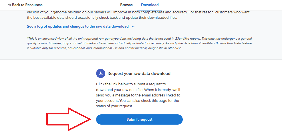 browse or download raw dna data on 23andme