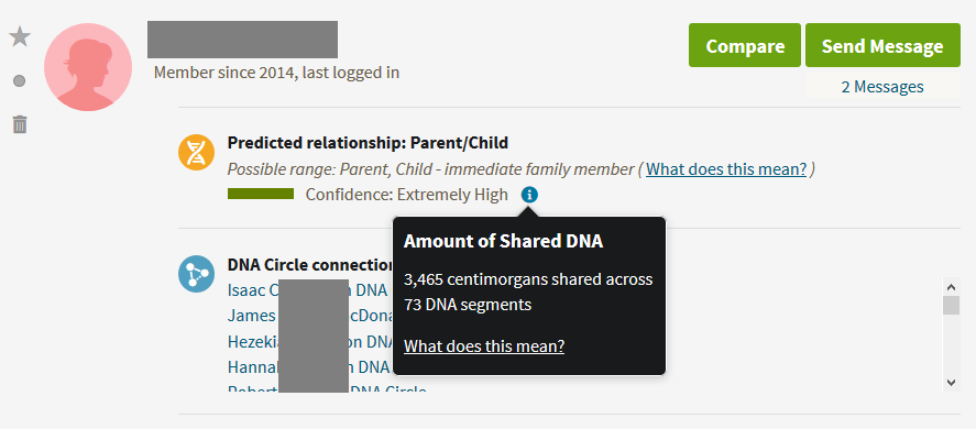 how does a child show up on ancestry dna