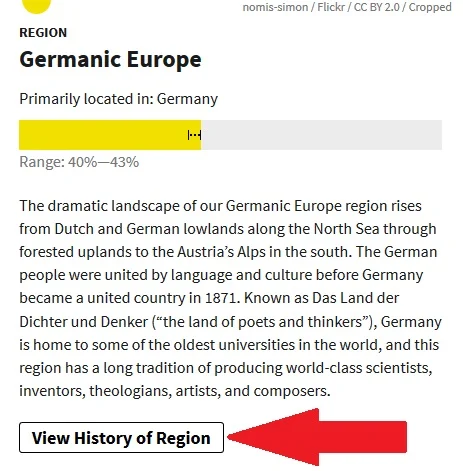 Click "View History of Region" from your ethnicity estimate regions to learn more about those DNA regions