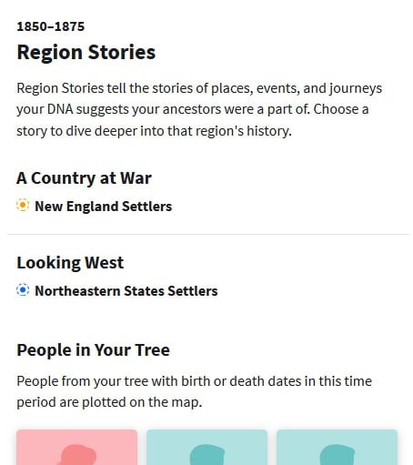 An example of Regional Stories from Ancestry DNA