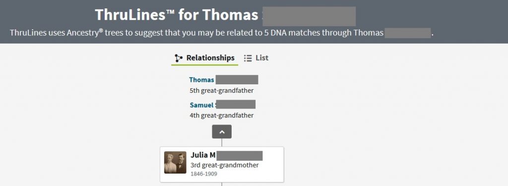 example of ancestry thruline