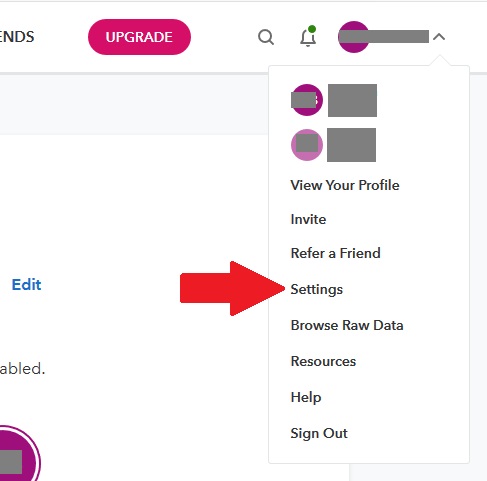how to access the 23andme settings page 