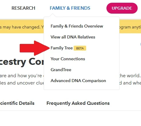 how to access family tree feature on 23andme