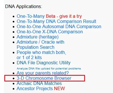 how to access the 3d chromosome browser on gedmatch