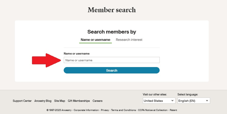 how to find ancestry member if you have their name