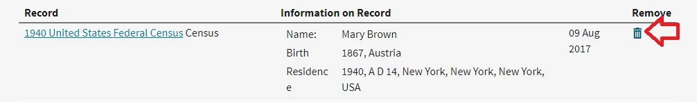 How to delete records from the Shoebox at Ancestry