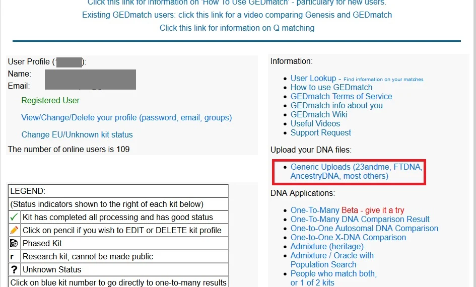 Click under the "Upload your DNA heading" to get started with your upload to Gedmatch