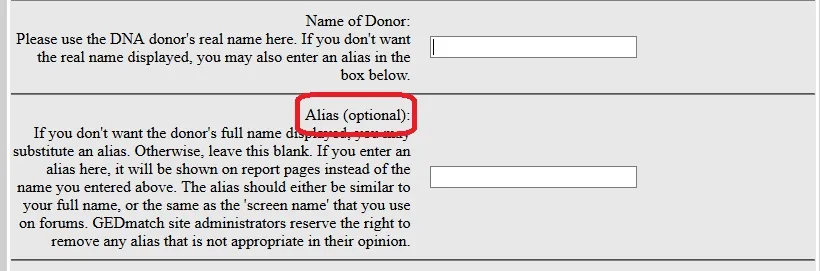 Enter your name into the top field and an alias in the second field, if you would like to display an alias instead of your real name