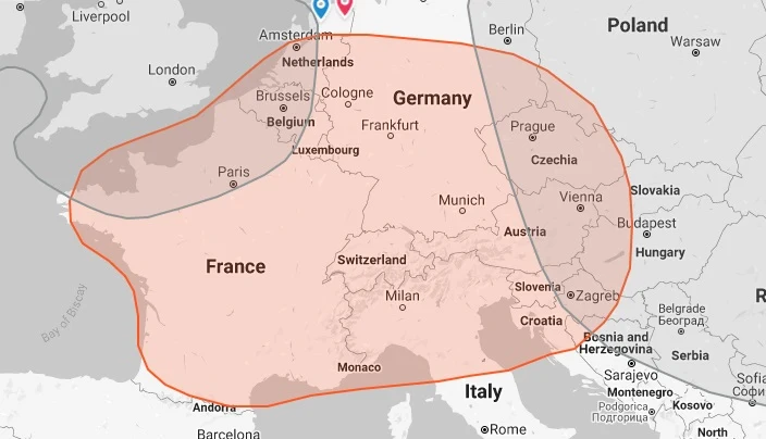 this map from ftdna results shows the west and central europe dna region