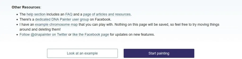 This image shows that you should click on where it says "Start Painting" in order to automatically create your DNA Painter profile and begin using the tools on the site