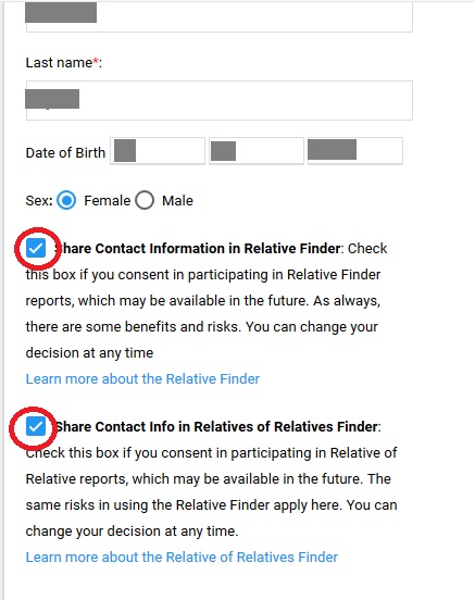 You can consent to the Relative Finder matches if you wish to on DNA Land