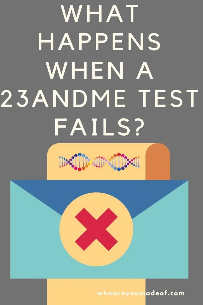 What Happens When a 23andMe Test Fails?  Pinterest Image with Letter and Envelope with an X on it