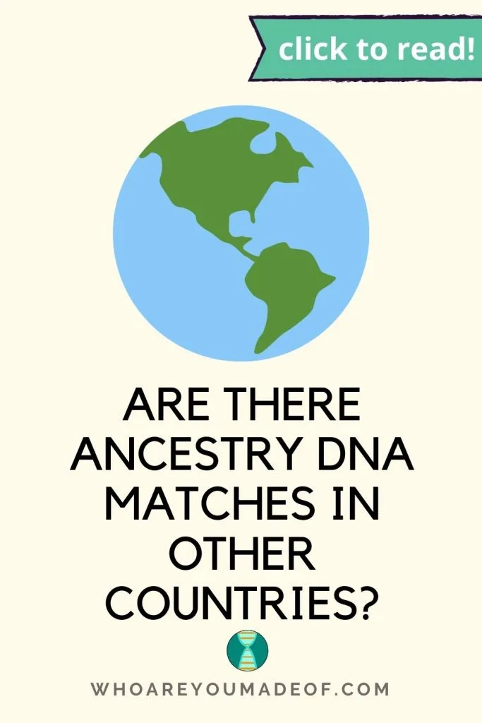 Are there Ancestry DNA matches in other countries?  Pinterest image with globe 