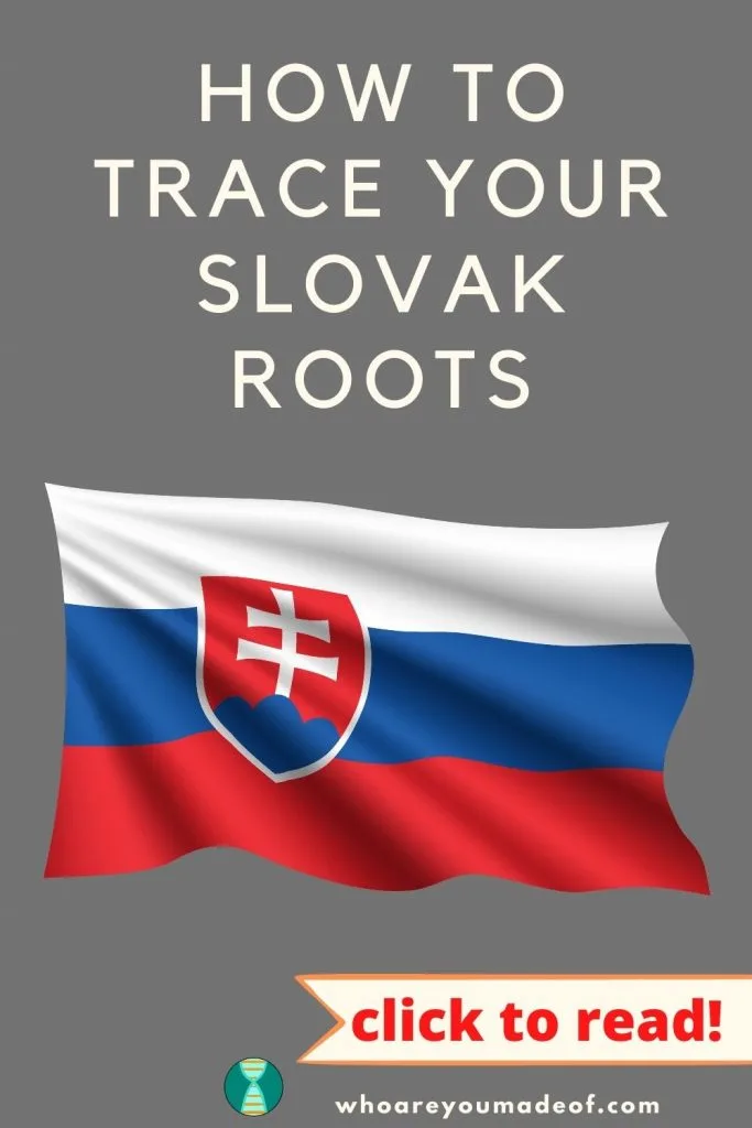 How to trace your Slovak roots Pinterest image with Slovakia flag