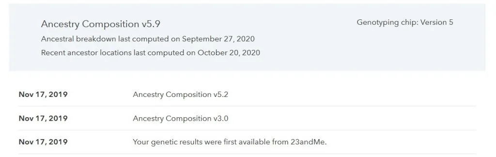 23andme change log what does it mean