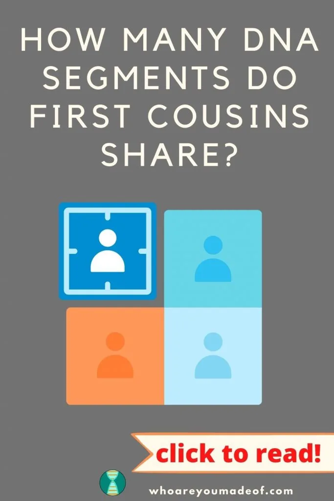  How Many DNA Segments Do First Cousins Share? pinterest image with a graphic of four cousin DNA matches
