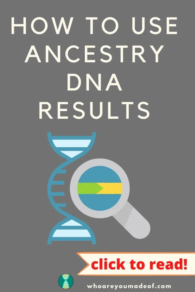 How to use Ancestry DNA results pinterest image with DNA graphic