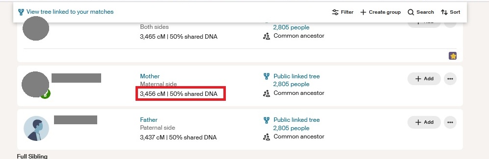 Where to find shared cM data on Ancestry, highlighted in red.  This match shares 3456 cMs with me