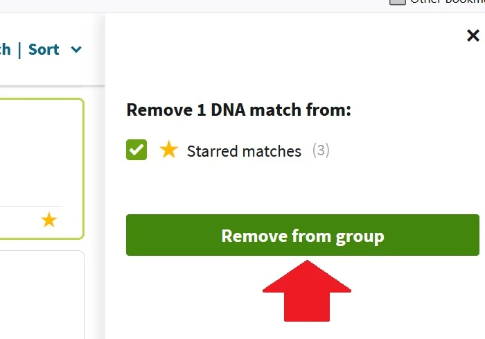 how to remove match from starred matches group