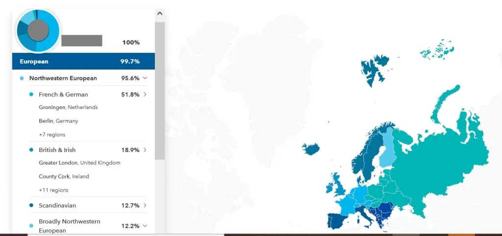 example of mixed european ancestry on 23andme results