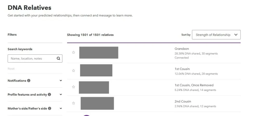 example of how many DNA matches you have on 23andme