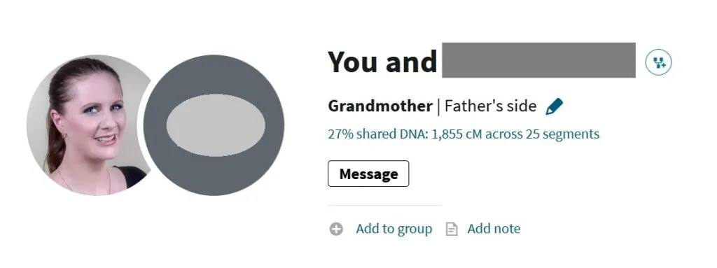 example of how a grandparent DNA might look on AncestryDNA