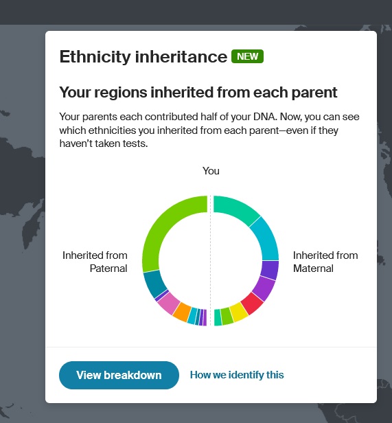 How to find ethnicity inheritance SideView breakdown on Ancestry results