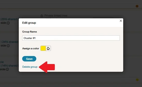 This is the same dialogue box that appeared when we wanted to change the name of the group, but to delete the group, we select the last option "Delete group" on this screen